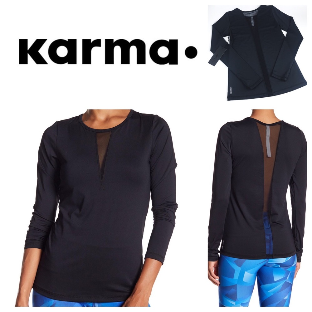 Karma Athletics Long Sleeve Mesh Panel Top